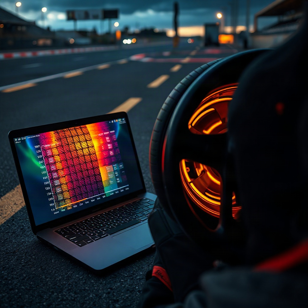 Tire wear notes beside a steering wheel
